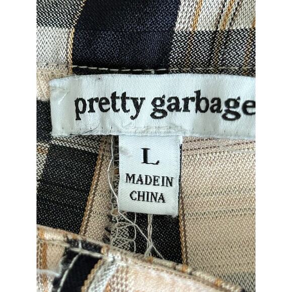 Pretty Garbage Pants Womens Size L Black Beige Checkered Plaid Wide Leg Boho - Picture 9 of 16